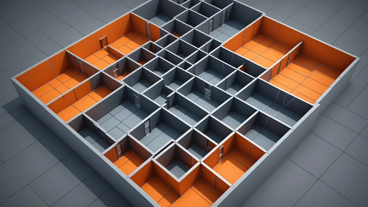 Abstract thermal map showing heat distribution across a commercial building floor plan